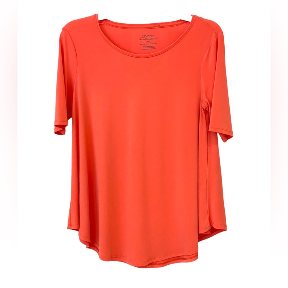 Chico’s ultimate tee flared short sleeve coral